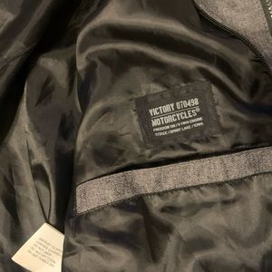 Victory Motorcycle Jacket Men's L  Gray With Black Leather Trim
